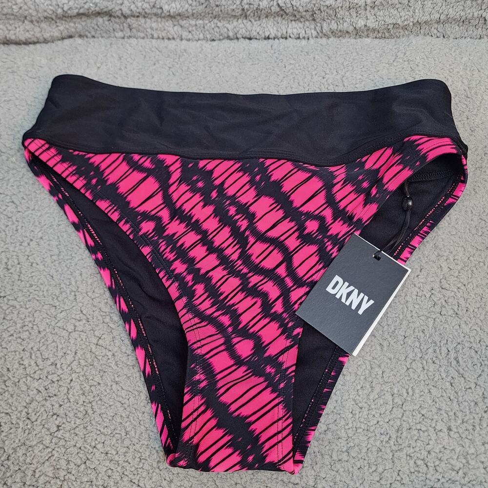 DKNY MULTI Printed High-Waist Bikini Swim Bottom, US Medium 50+ UPF/SPF